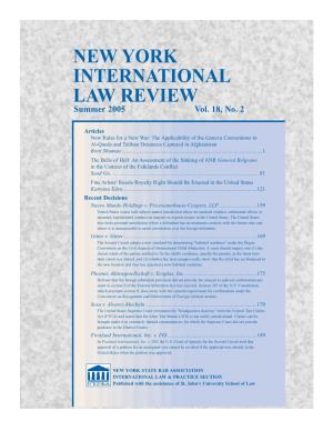 NEW YORK INTERNATIONAL LAW REVIEW Summer 2005 Vol