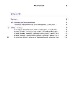 Mr Tim Farron MP: Resolution Letter 3 Letter from the Commissioner to the Complainant, 21 April 2021 3