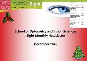 School of Optometry and Vision Sciences Isight Monthly Newsletter