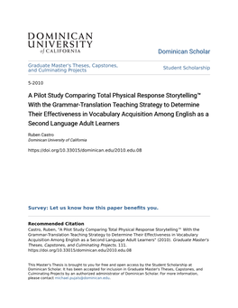A Pilot Study Comparing Total Physical Response Storytelling