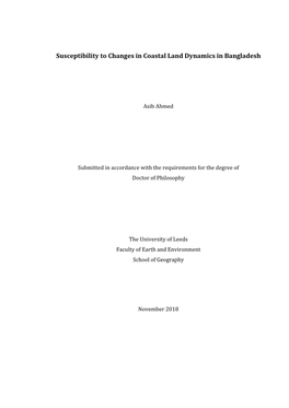 Susceptibility to Changes in Coastal Land Dynamics in Bangladesh