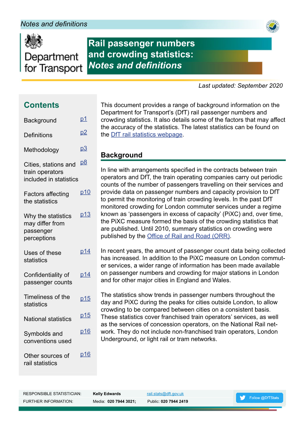 Rail Passenger Numbers and Crowding Statistics: Notes and Defnitions