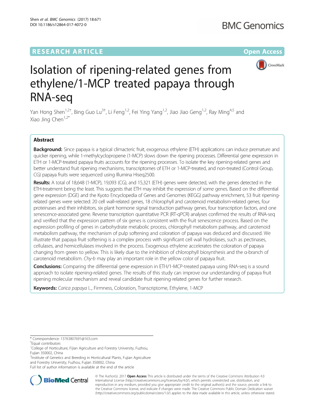 Isolation of Ripening-Related Genes from Ethylene/1