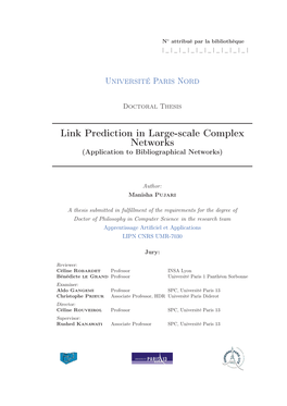 Link Prediction in Large-Scale Complex Networks (Application to Bibliographical Networks)