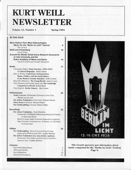 NEWSLETTER Volume 12, Number 1 Spring 1994