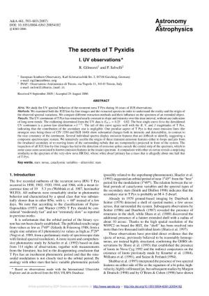 The Secrets of T Pyxidis I