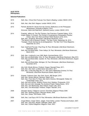 ALEC SOTH Bibliography Selected Publications