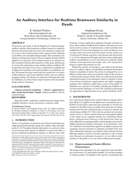 An Auditory Interface for Realtime Brainwave Similarity in Dyads