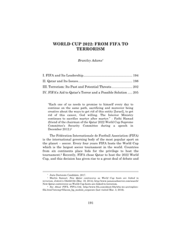 World Cup 2022: from Fifa to Terrorism