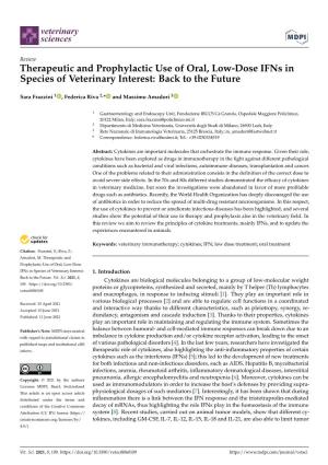 Therapeutic and Prophylactic Use of Oral, Low-Dose Ifns in Species of Veterinary Interest: Back to the Future