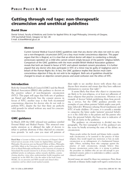 Non-Therapeutic Circumcision and Unethical Guidelines
