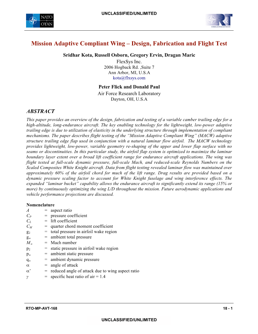 Mission Adaptive Compliant Wing – Design, Fabrication and Flight Test