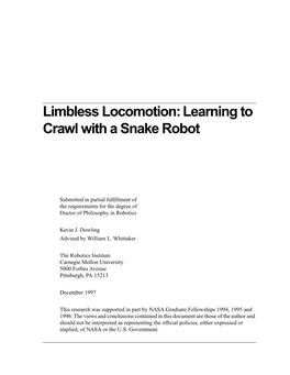 Limbless Locomotion: Learning to Crawl with a Snake Robot
