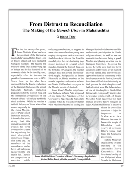 From Distrust to Reconciliation the Making of the Ganesh Utsav in Maharashtra  Dinesh Thite
