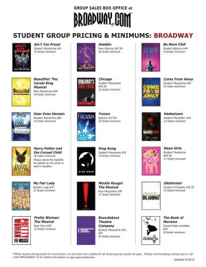 Student Group Pricing & Minimums