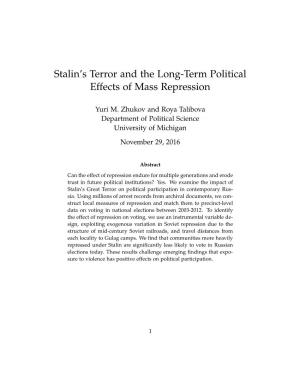 Stalin's Terror and the Long-Term Political