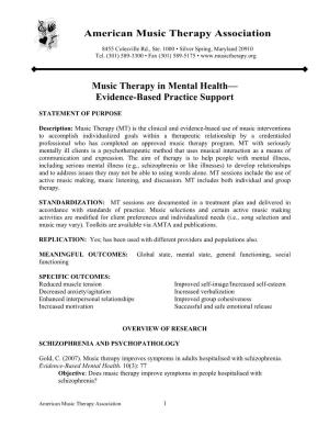 Mental Health— Evidence-Based Practice Support