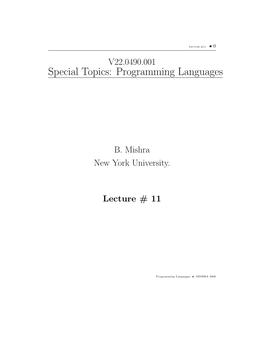Special Topics: Programming Languages
