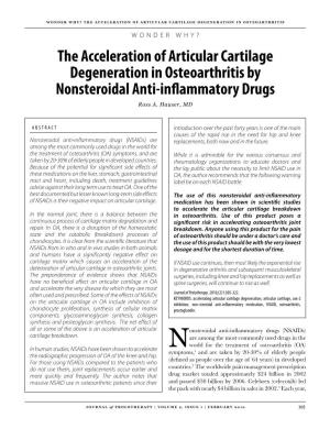 The Acceleration of Articular Cartilage Degeneration in Osteoarthritis by Nonsteroidal Anti-Inflammatory Drugs Ross A