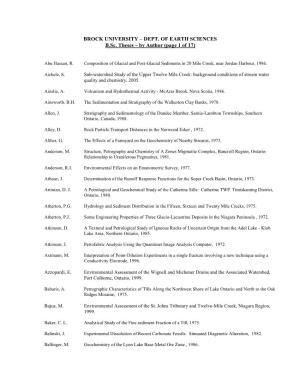 DEPT. of EARTH SCIENCES B.Sc. Theses – by Author (Page 1 of 17)