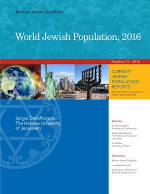 World Jewish Population, 2016 Sergio Dellapergola