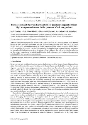 Physicochemical Study and Application for Pyrolusite Separation from High Manganese-Iron Ore in the Presence of Microorganisms