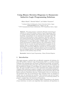 Using Binary Decision Diagrams to Enumerate Inductive Logic Programming Solutions