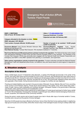 Emergency Plan of Action (Epoa) Tunisia: Flash Floods