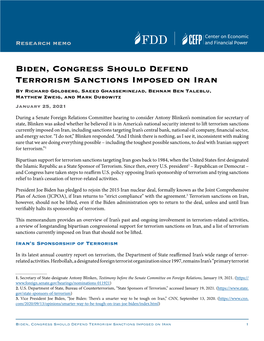Biden, Congress Should Defend Terrorism Sanctions Imposed on Iran