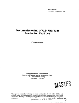 Decommissioning of U.S. Uranium Production Facilities