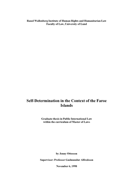 Self Determination in the Context of the Faroe Islands