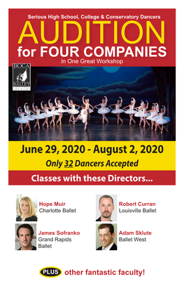 AUDITION for FOUR COMPANIES in One Great Workshop