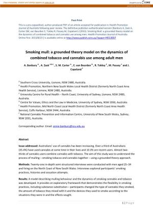 Smoking Mull: a Grounded Theory Model on the Dynamics of Combined Tobacco and Cannabis Use Among Men
