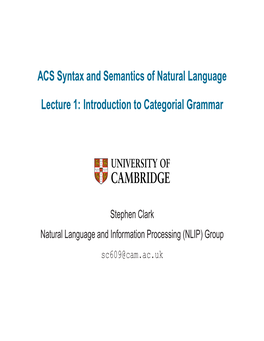 Introduction to Categorial Grammar
