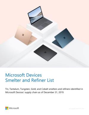 Microsoft Devices Smelter and Refiner List