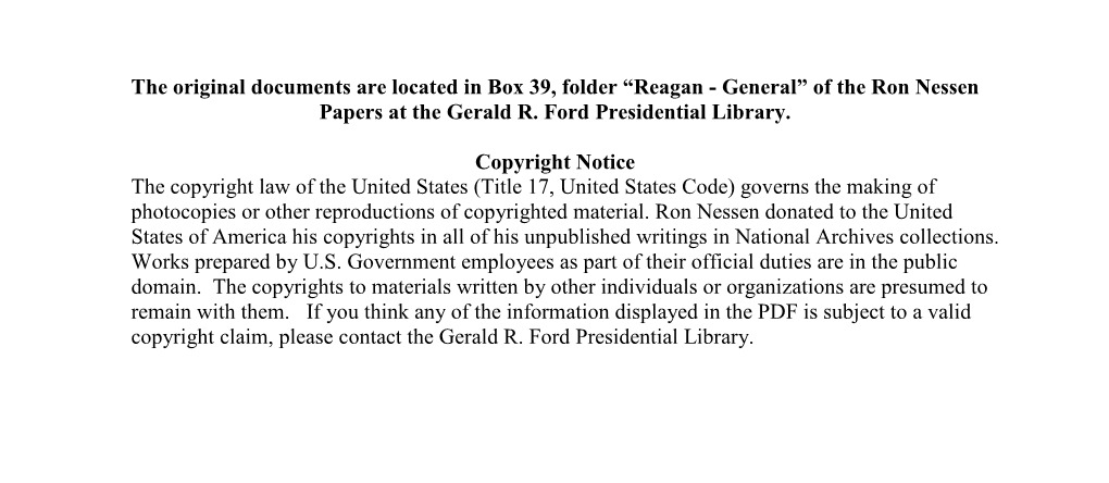 Reagan - General” of the Ron Nessen Papers at the Gerald R