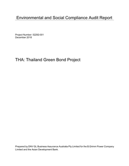 Environmental and Social Compliance Audit Report THA: Thailand Green