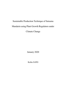 Sustainable Production Technique of Satsuma Mandarin Using Plant