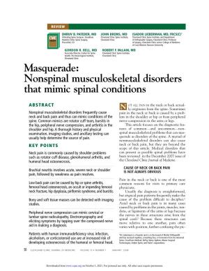 Nonspinal Musculoskeletal Disorders That Mimic Spinal Conditions
