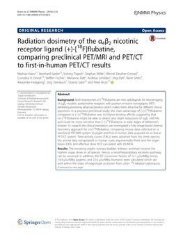 Radiation Dosimetry of the Α4β2 Nicotinic Receptor Ligand (+)-[18F
