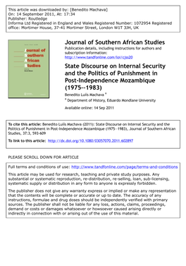 State Discourse on Internal Security and the Politics of Punishment In