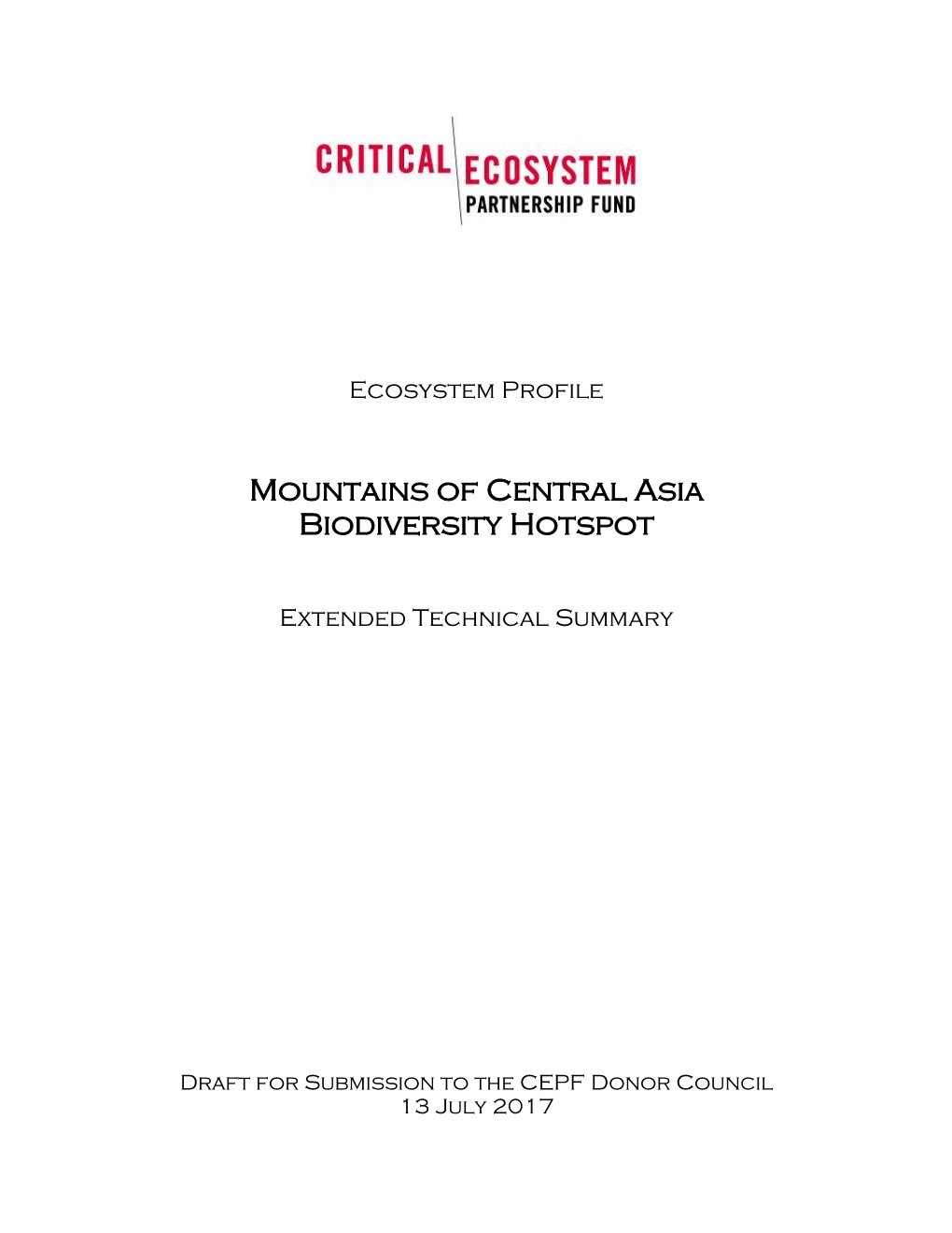 Mountains of Central Asia Ecosystem Profile Summary