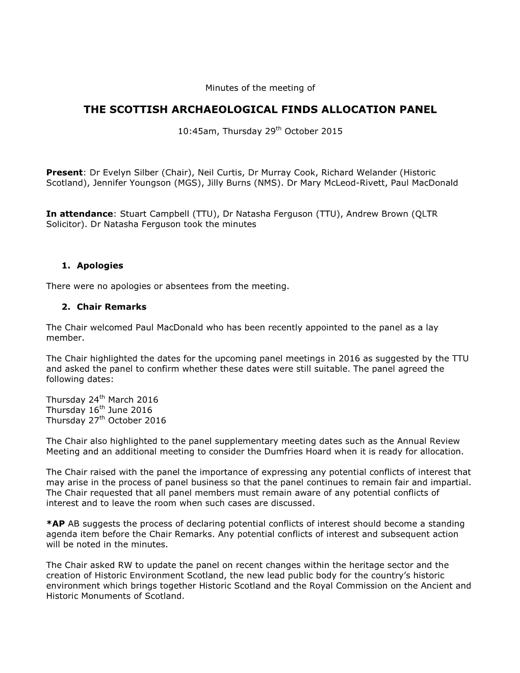 The Scottish Archaeological Finds Allocation Panel