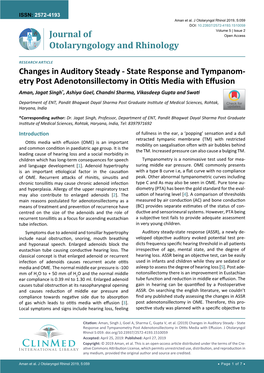 Changes in Auditory Steady-State Response and Tympanometry Post