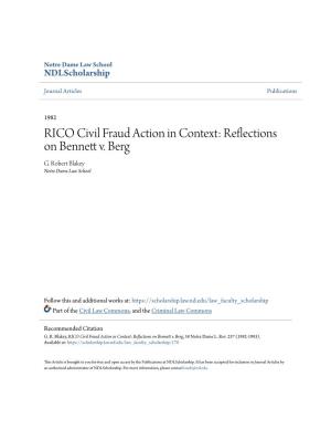 RICO Civil Fraud Action in Context: Reflections on Bennett .V Berg G