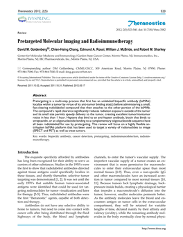 Pretargeted Molecular Imaging and Radioimmunotherapy David M