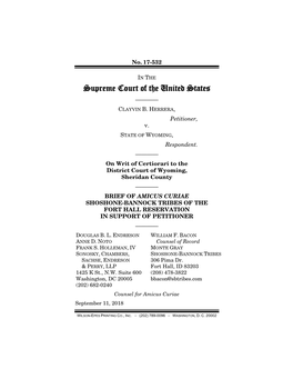 Shoshone-Bannock Tribes of the Fort Hall Reservation in Support of Petitioner ————