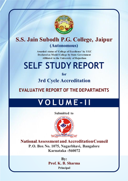 SELF STUDY REPORT for 3Rd Cycle Accreditation