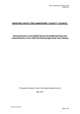 Briefing Note for Hampshire County Council