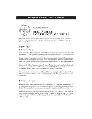 ELCA Social Statement, Freed in Christ: Race, Ethnicity, and Culture